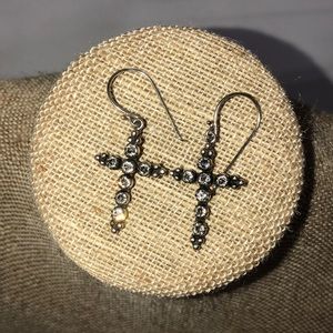 VSA Madonna Cross Hook Earrings Sterling